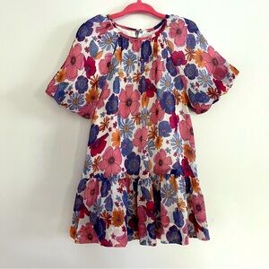 Zara Pink Tule Floral Peasant Boho Dress Sz 18 24 months spring lined Cotton